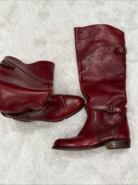 Frye Burgundy Over-the-Knee Leather Boots